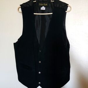VINTAGE WESTERN FRONTIER BLACK SUEDE LEATHER SNAP SNAP UP VEST MENS